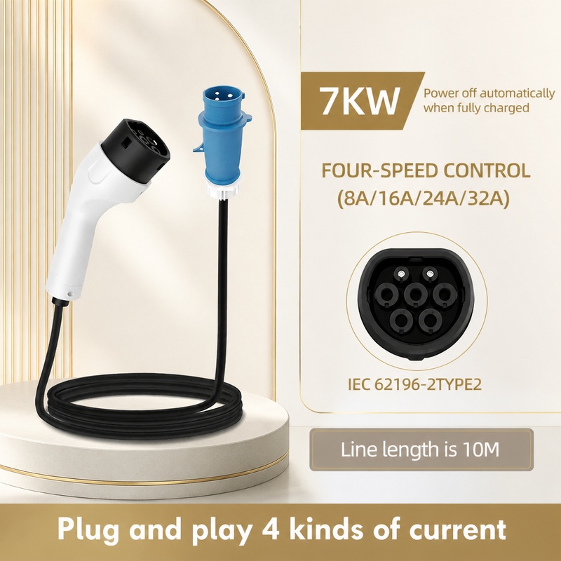 ROMADA 7KW 32A Electric Vehicl - Portable Ev Charger 32A Type 2 Cee Plug recension och pris